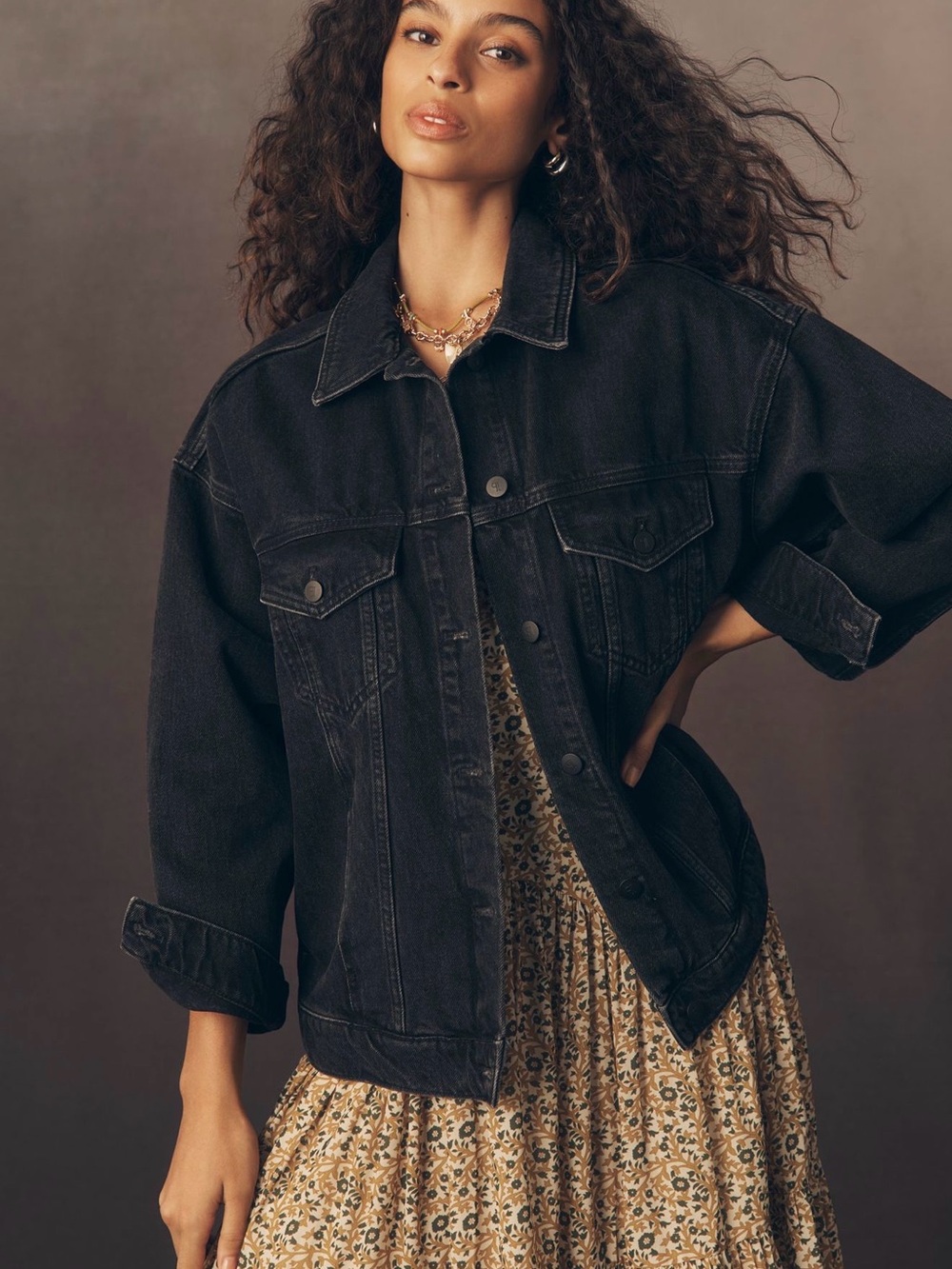 NWT Anthropologie Pilcro Weston Denim Boyfriend Jacket Black Size L